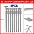 8PCS T8 to T40 Torx Screwdriver Bit Set 100mm S2 Steel Hex Tip Head V528-TORSCREWDRIVER-985990