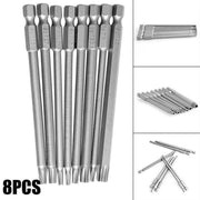 8PCS T8 to T40 Torx Screwdriver Bit Set 100mm S2 Steel Hex Tip Head V528-TORSCREWDRIVER-985990