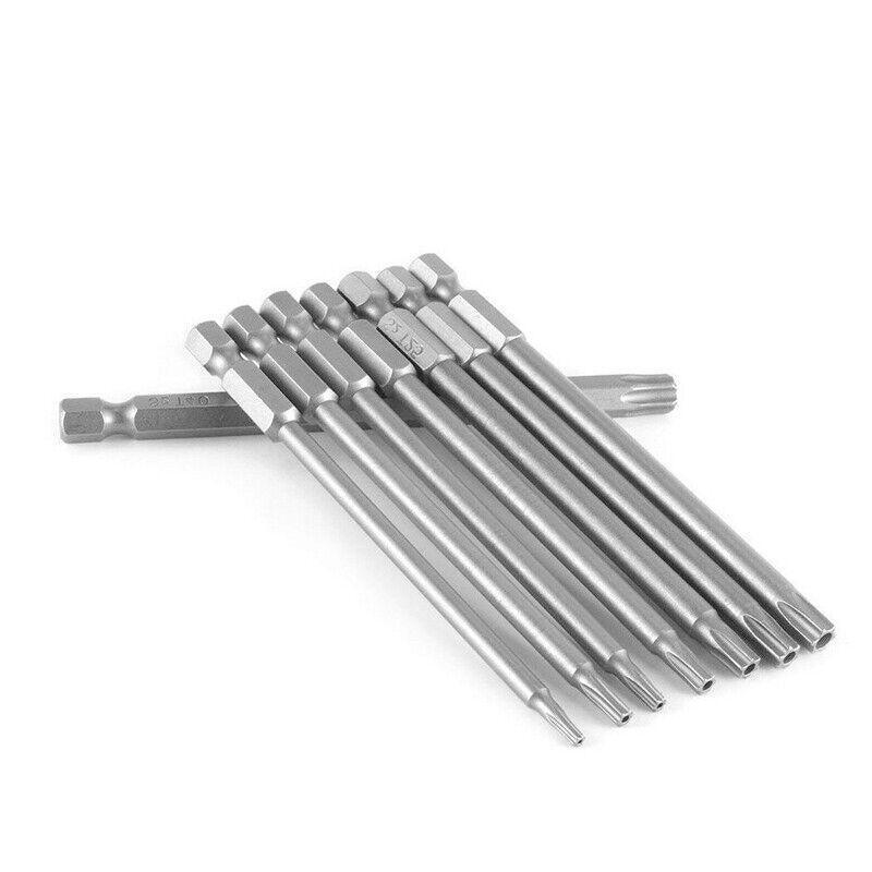 8PCS T8 to T40 Torx Screwdriver Bit Set 100mm S2 Steel Hex Tip Head V528-TORSCREWDRIVER-985990