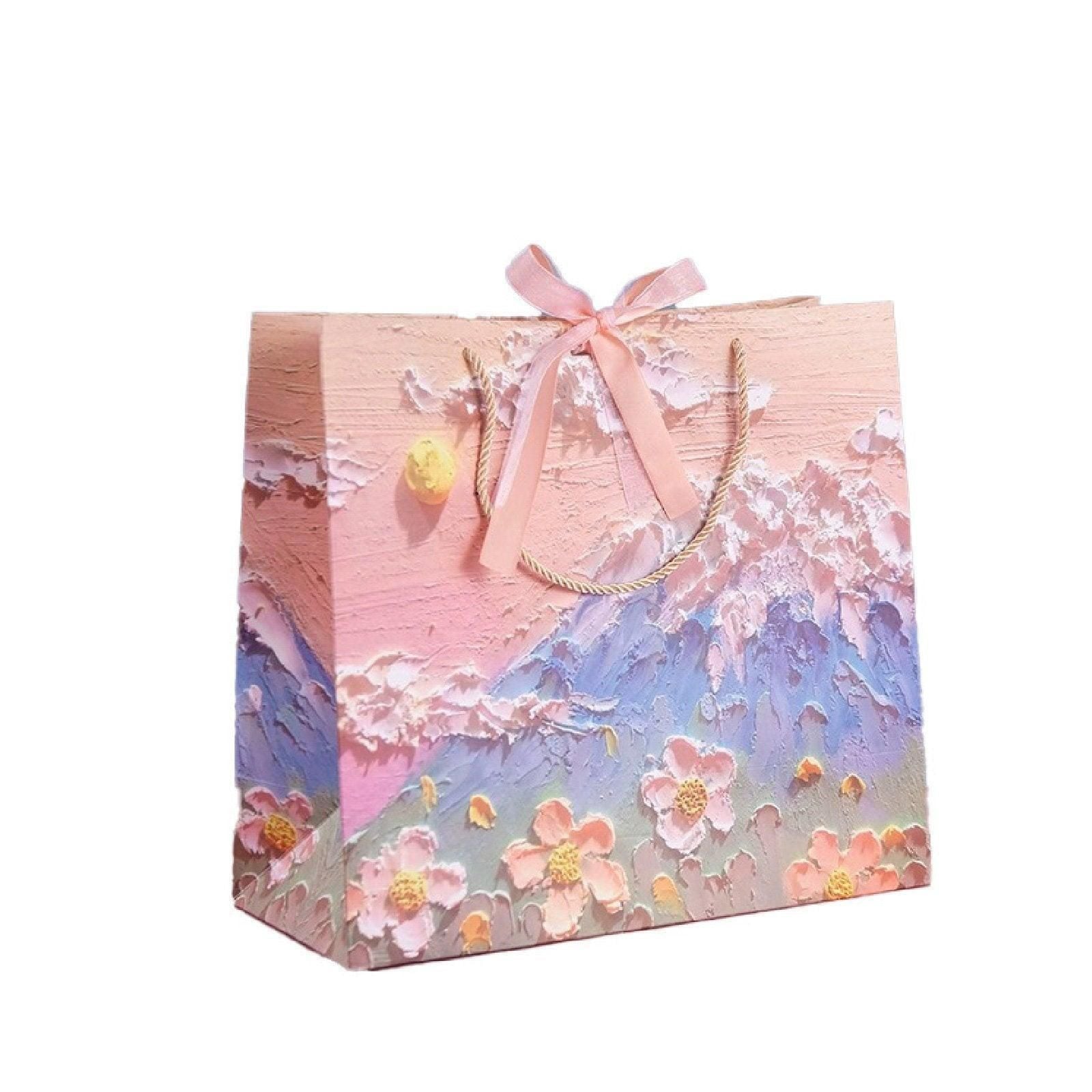 10pcs Oil Painting Gift Paper Bags for Birthday and Holiday Gift Packaging Tote - M V528-TOTE-BAG-10PCS-M-442397