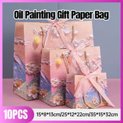 10pcs Oil Painting Gift Paper Bags for Birthday and Holiday Gift Packaging Tote - M V528-TOTE-BAG-10PCS-M-442397