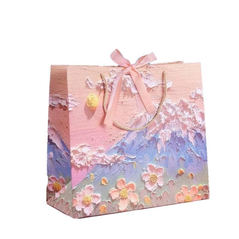10pcs Oil Painting Gift Paper Bags for Birthday and Holiday Gift Packaging Tote - M V528-TOTE-BAG-10PCS-M-442397