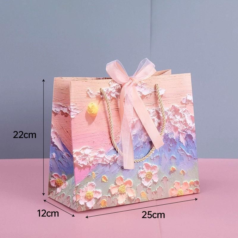 10pcs Oil Painting Gift Paper Bags for Birthday and Holiday Gift Packaging Tote - S V528-TOTE-BAG-10PCS-S-988013