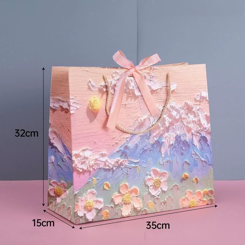 10pcs Oil Painting Gift Paper Bags for Birthday and Holiday Gift Packaging Tote - S V528-TOTE-BAG-10PCS-S-988013