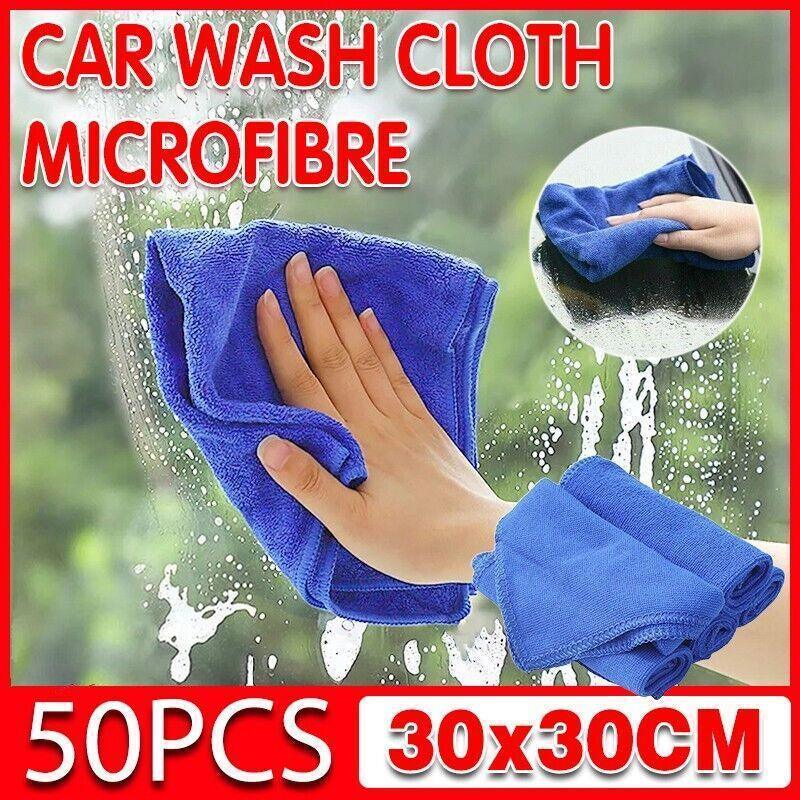 50PCS Blue Microfibre Car Cleaning Cloths 30x30cm Wash Dry Polish Towel Set V528-TOWEL-50PCS-30-30CM-59209