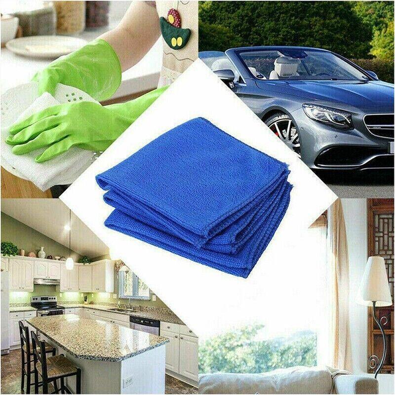 50PCS Blue Microfibre Car Cleaning Cloths 30x30cm Wash Dry Polish Towel Set V528-TOWEL-50PCS-30-30CM-59209