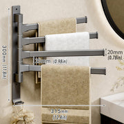 Rotating Towel Rack Wall Mounted Bathroom Shelf Multi Rod Swivel Towel Holder V528-TOWEL-RACK-GREY-415796