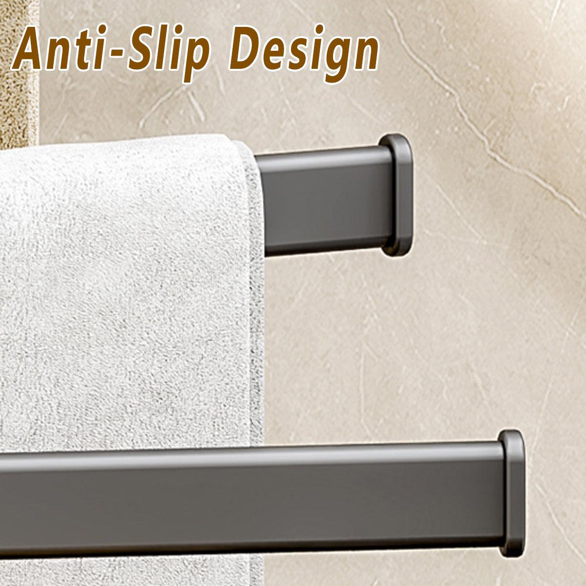 Rotating Towel Rack Wall Mounted Bathroom Shelf Multi Rod Swivel Towel Holder V528-TOWEL-RACK-GREY-415796