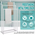 3 Tier Metal Towel Rack Freestanding 3 Bars Drying Shelf Holder Stand Organizer V528-TOWEL-RACK-WHITE-526635