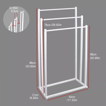 3 Tier Metal Towel Rack Freestanding 3 Bars Drying Shelf Holder Stand Organizer V528-TOWEL-RACK-WHITE-526635