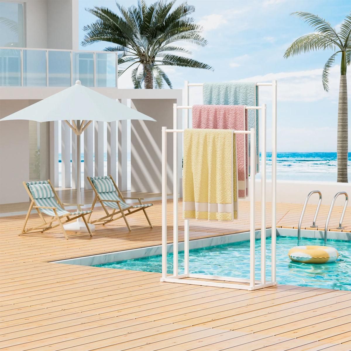 3 Tier Metal Towel Rack Freestanding 3 Bars Drying Shelf Holder Stand Organizer V528-TOWEL-RACK-WHITE-526635