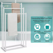 3 Tier Metal Towel Rack Freestanding 3 Bars Drying Shelf Holder Stand Organizer V528-TOWEL-RACK-WHITE-526635