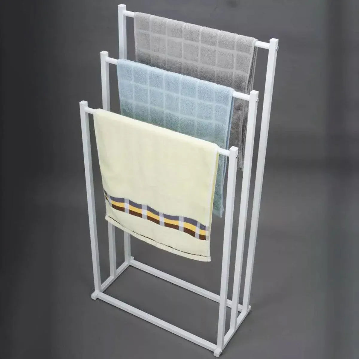 3 Tier Metal Towel Rack Freestanding 3 Bars Drying Shelf Holder Stand Organizer V528-TOWEL-RACK-WHITE-526635