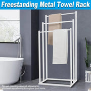 3 Tier Metal Towel Rack Freestanding 3 Bars Drying Shelf Holder Stand Organizer V528-TOWEL-RACK-WHITE-526635