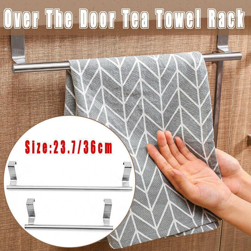 Stainless Steel Over Door Towel Rack Cupboard Hanging Rail for Kitchen Bathroom - 36CM V528-TOWELRACK-36CM-185334