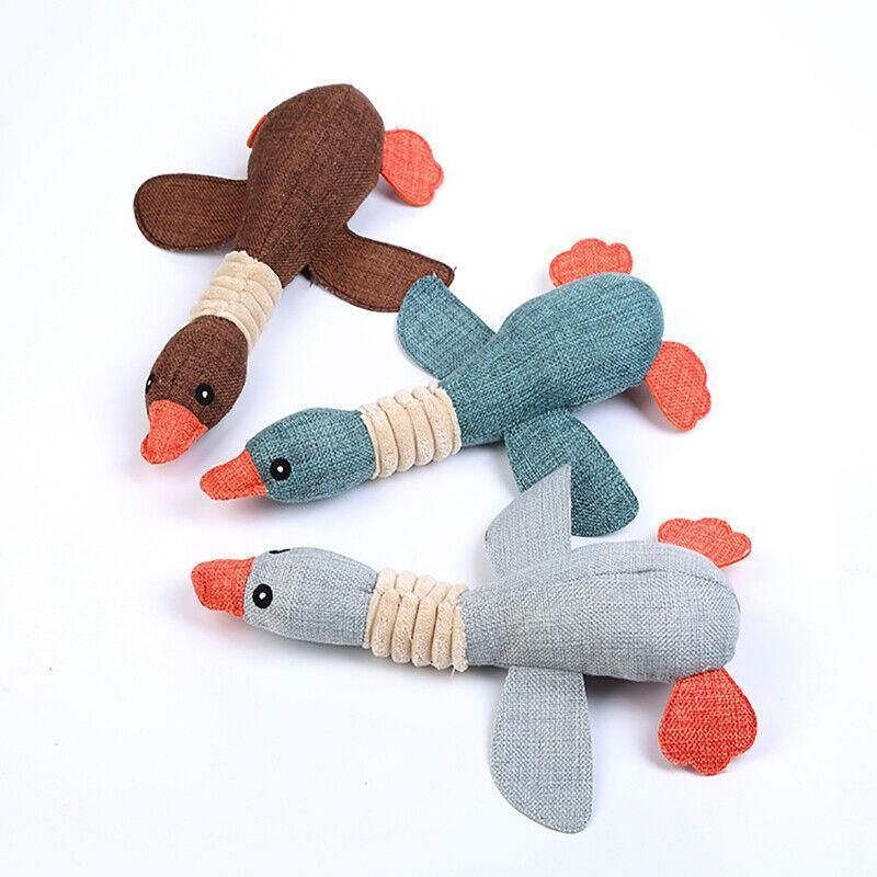 Squeaky Dog Toy Plush Chew Rope Pet Puppy Toys with Squeaker Crinkle for Teething - Brown Dog V528-TOY-BROWNDOG-42707