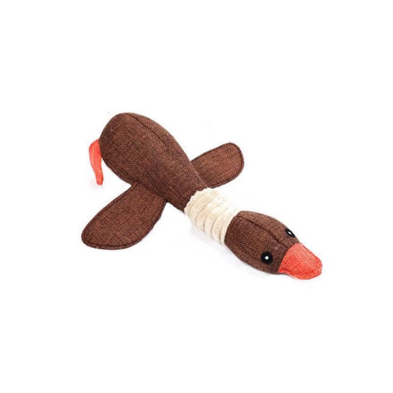 Squeaky Dog Toy Plush Chew Rope Pet Puppy Toys with Squeaker Crinkle for Teething - Brown Goose V528-TOY-BROWNGOOSE-98258
