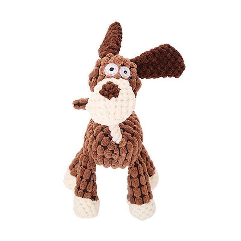 Squeaky Dog Toy Plush Chew Rope Pet Puppy Toys with Squeaker Crinkle for Teething - Brown Donkey V528-TOY-BROWNHORSE-83616