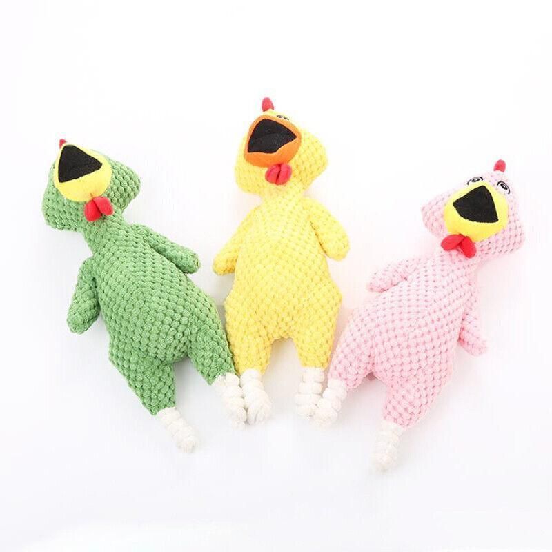 Squeaky Dog Toy Plush Chew Rope Pet Puppy Toys with Squeaker Crinkle for Teething - Green Chicken V528-TOY-GREENCHICKEN-46463