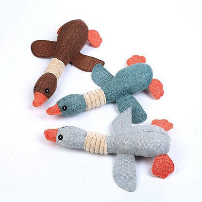 Squeaky Dog Toy Plush Chew Rope Pet Puppy Toys with Squeaker Crinkle for Teething - Light Blue Goose V528-TOY-LIGHTBLUEGOOSE-85772