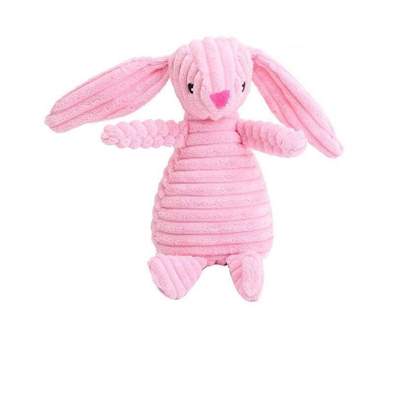 Squeaky Dog Toy Plush Chew Rope Pet Puppy Toys with Squeaker Crinkle for Teething - Light Pink Rabbit V528-TOY-LIGHTPINKRABBIT-57202