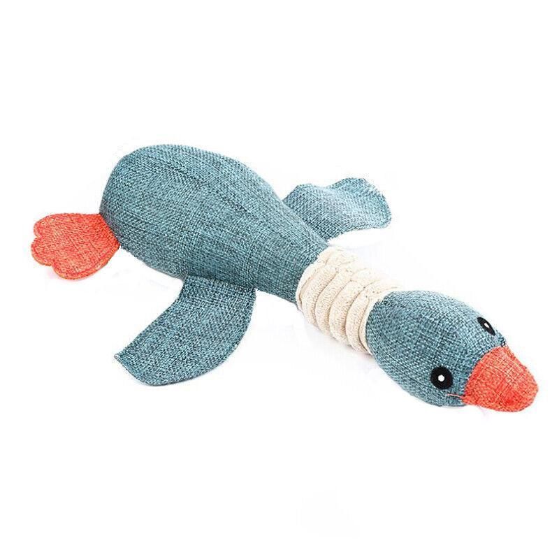 Squeaky Dog Toy Plush Chew Rope Pet Puppy Toys with Squeaker Crinkle for Teething - Dark Goose V528-TOY-NAVYBLUEGOOSE-31029