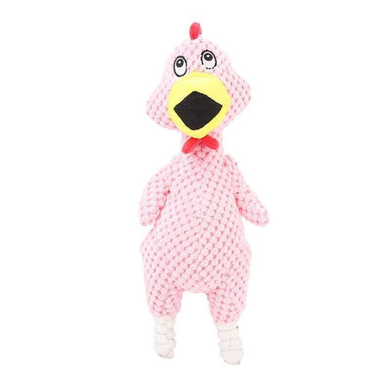 Squeaky Dog Toy Plush Chew Rope Pet Puppy Toys with Squeaker Crinkle for Teething - Pink Chicken V528-TOY-PINKCHICKEN-65823