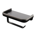 Wall Mounted Aluminum Toilet Paper Holder Non-perforated Tissue Cell Phone Shelf - Black V528-TP-HOLDER-BLACK-910319