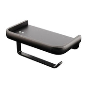 Wall Mounted Aluminum Toilet Paper Holder Non-perforated Tissue Cell Phone Shelf - Black V528-TP-HOLDER-BLACK-910319