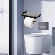 Wall Mounted Aluminum Toilet Paper Holder Non-perforated Tissue Cell Phone Shelf - Black V528-TP-HOLDER-BLACK-910319
