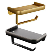 Wall Mounted Aluminum Toilet Paper Holder Non-perforated Tissue Cell Phone Shelf - Black V528-TP-HOLDER-BLACK-910319