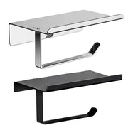 304 Stainless Steel Toilet Paper Holder Non-perforated Roll with Phone Rack - Black V528-TP-HOLDER-BLACK-K7-850105