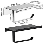 304 Stainless Steel Toilet Paper Holder Non-perforated Roll with Phone Rack - Black V528-TP-HOLDER-BLACK-K7-850105