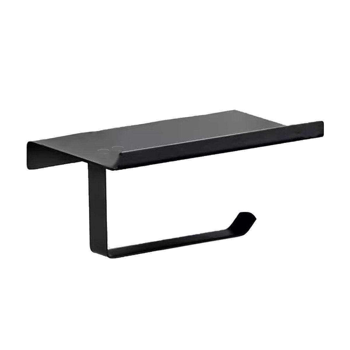 304 Stainless Steel Toilet Paper Holder Non-perforated Roll with Phone Rack - Black V528-TP-HOLDER-BLACK-K7-850105