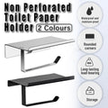 304 Stainless Steel Toilet Paper Holder Non-perforated Roll with Phone Rack - Silver V528-TP-HOLDER-BRIGHT-K7-176264