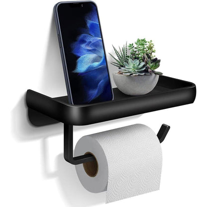Wall Mounted Aluminum Toilet Paper Holder Non-perforated Tissue Cell Phone Shelf - Golden V528-TP-HOLDER-GOLDEN-725838