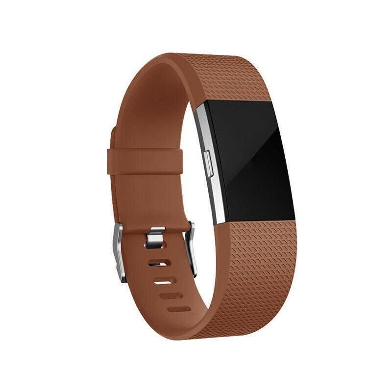 L Size Silicone Watch Wrist Sports Strap For Fitbit Charge Band Wristband Replacement - Brown V528-TPEWRISTBAND-L-BROWN-352462