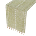 Solid Colour Woven Hollow Fringe Table Runner Home Dining Tablecloth Decoration - 33x183cm-Green V528-TR-GREEN-33-183-730865
