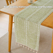 Solid Colour Woven Hollow Fringe Table Runner Home Dining Tablecloth Decoration - 33x183cm-Green V528-TR-GREEN-33-183-730865