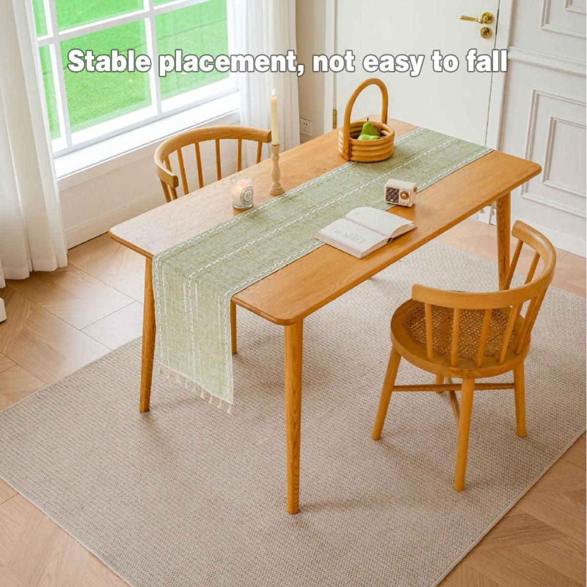 Solid Colour Woven Hollow Fringe Table Runner Home Dining Tablecloth Decoration - 33x183cm-Green V528-TR-GREEN-33-183-730865
