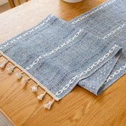 Solid Colour Woven Hollow Fringe Table Runner Home Dining Tablecloth Decoration - 33x183cm-Green V528-TR-GREEN-33-183-730865