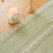 Solid Colour Woven Hollow Fringe Table Runner Home Dining Tablecloth Decoration - 33x183cm-Green V528-TR-GREEN-33-183-730865