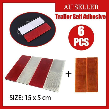 6 X Red Amber White Trailer Reflectors 15 X 5 Cm Self Adhesive Reflector Caravan V528-TRAILERREFLECTORS-6PCS-566164