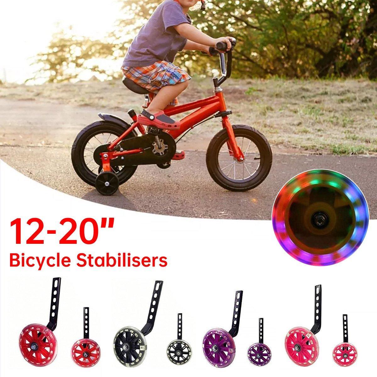 12-20 Inch Bike Training Wheels Flashing PVC Silent Stabilizer Auxiliary Support - Black V528-TRAINING-WHEELS-BLACK-342970