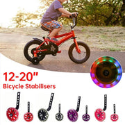 12-20 Inch Bike Training Wheels Flashing PVC Silent Stabilizer Auxiliary Support - Red V528-TRAINING-WHEELS-RED-856596