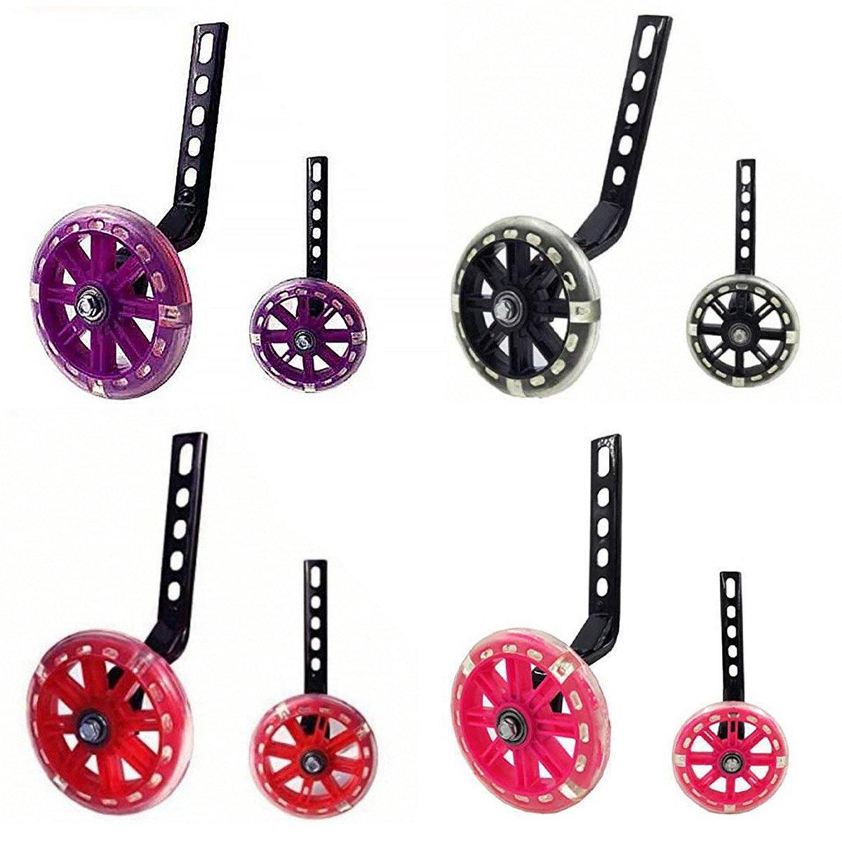 12-20 Inch Bike Training Wheels Flashing PVC Silent Stabilizer Auxiliary Support - Red V528-TRAINING-WHEELS-RED-856596