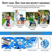 12-20 Inch Bike Training Wheels Flashing PVC Silent Stabilizer Auxiliary Support - Red V528-TRAINING-WHEELS-RED-856596
