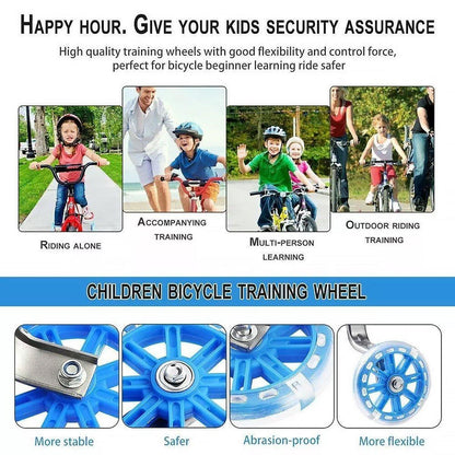 12-20 Inch Bike Training Wheels Flashing PVC Silent Stabilizer Auxiliary Support - Red V528-TRAINING-WHEELS-RED-856596