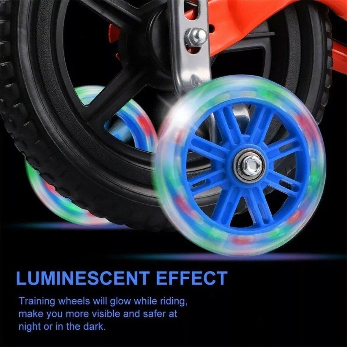 12-20 Inch Bike Training Wheels Flashing PVC Silent Stabilizer Auxiliary Support - Red V528-TRAINING-WHEELS-RED-856596