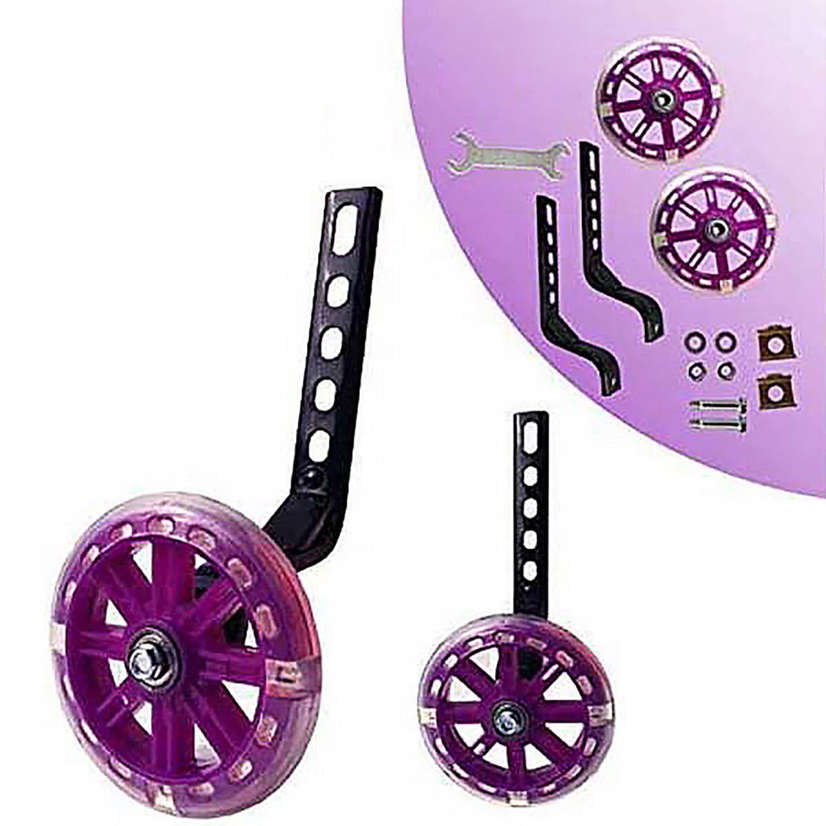 12-20 Inch Bike Training Wheels Flashing PVC Silent Stabilizer Auxiliary Support - Red V528-TRAINING-WHEELS-RED-856596